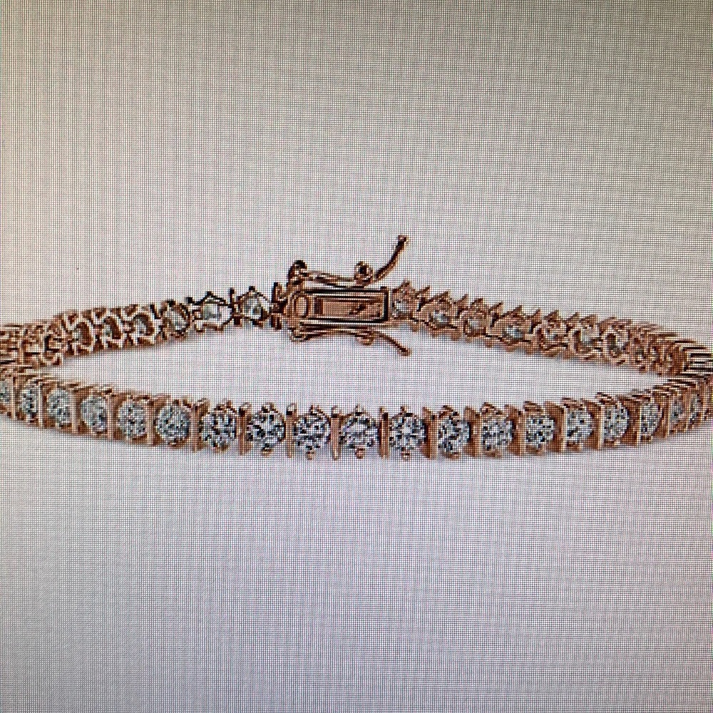 =NEW= LADIES DIAMOND ROSE 18k GOLD TENNIS BRACELET